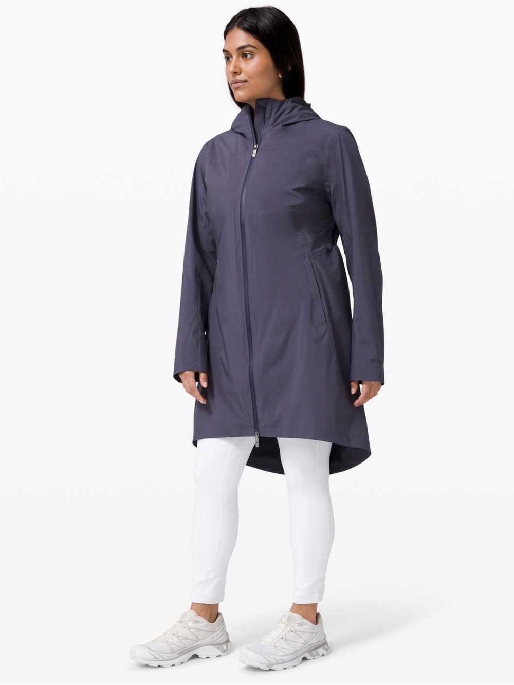 Lululemon Rain Rebel Jacket Cadet Blue Waterproof Long Trench Coat